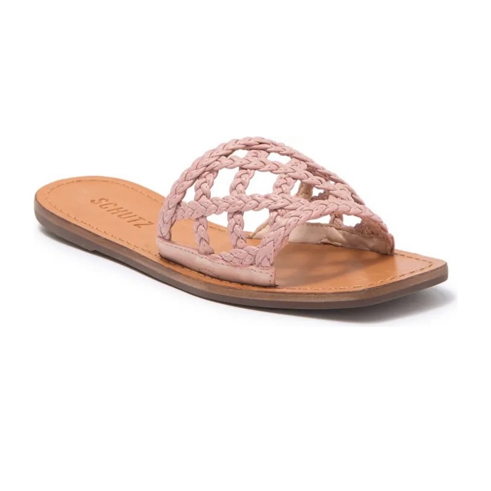 SCHUTZ Pink Braided Slide Sandal